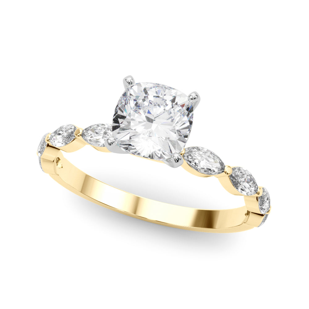 LUX-85225 Marquise And Round Brilliant Cut Floating Diamond Engagment Ring Luxury Diamonds