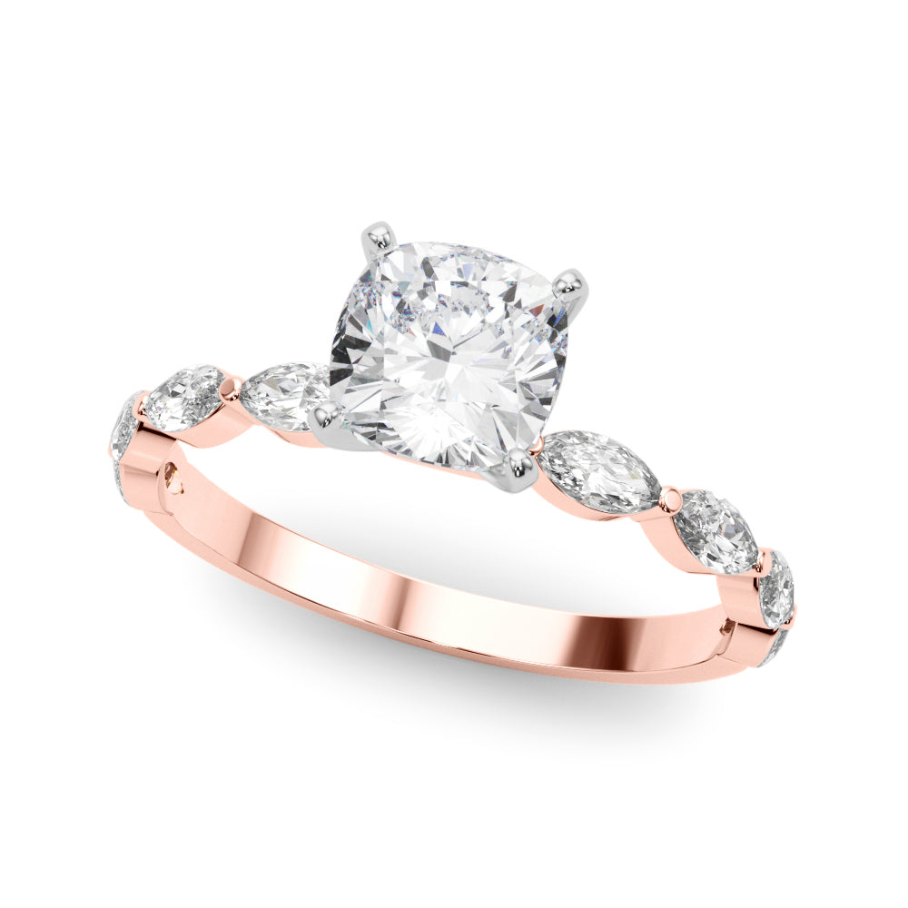 LUX-85225 Marquise And Round Brilliant Cut Floating Diamond Engagment Ring Luxury Diamonds