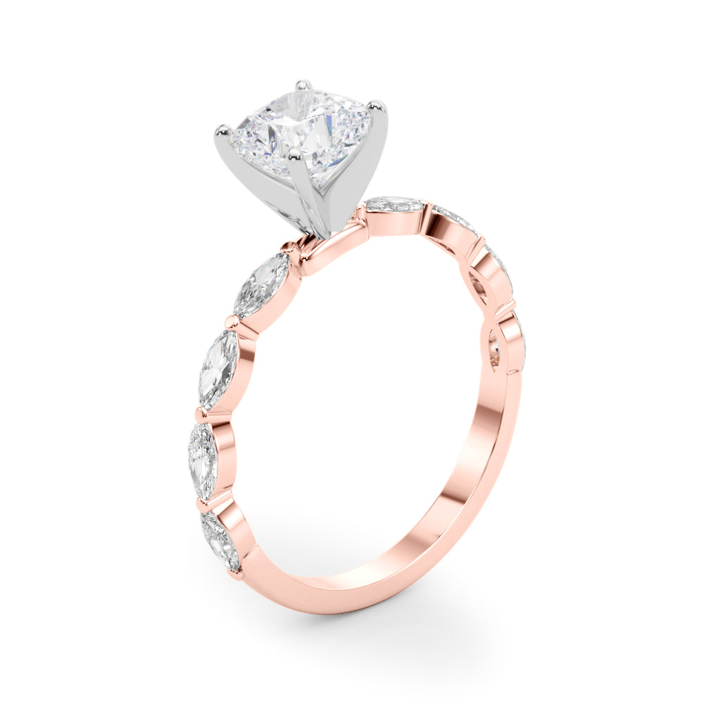 LUX-85225 Marquise And Round Brilliant Cut Floating Diamond Engagment Ring Luxury Diamonds