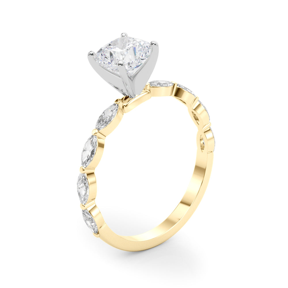 LUX-85225 Marquise And Round Brilliant Cut Floating Diamond Engagment Ring Luxury Diamonds