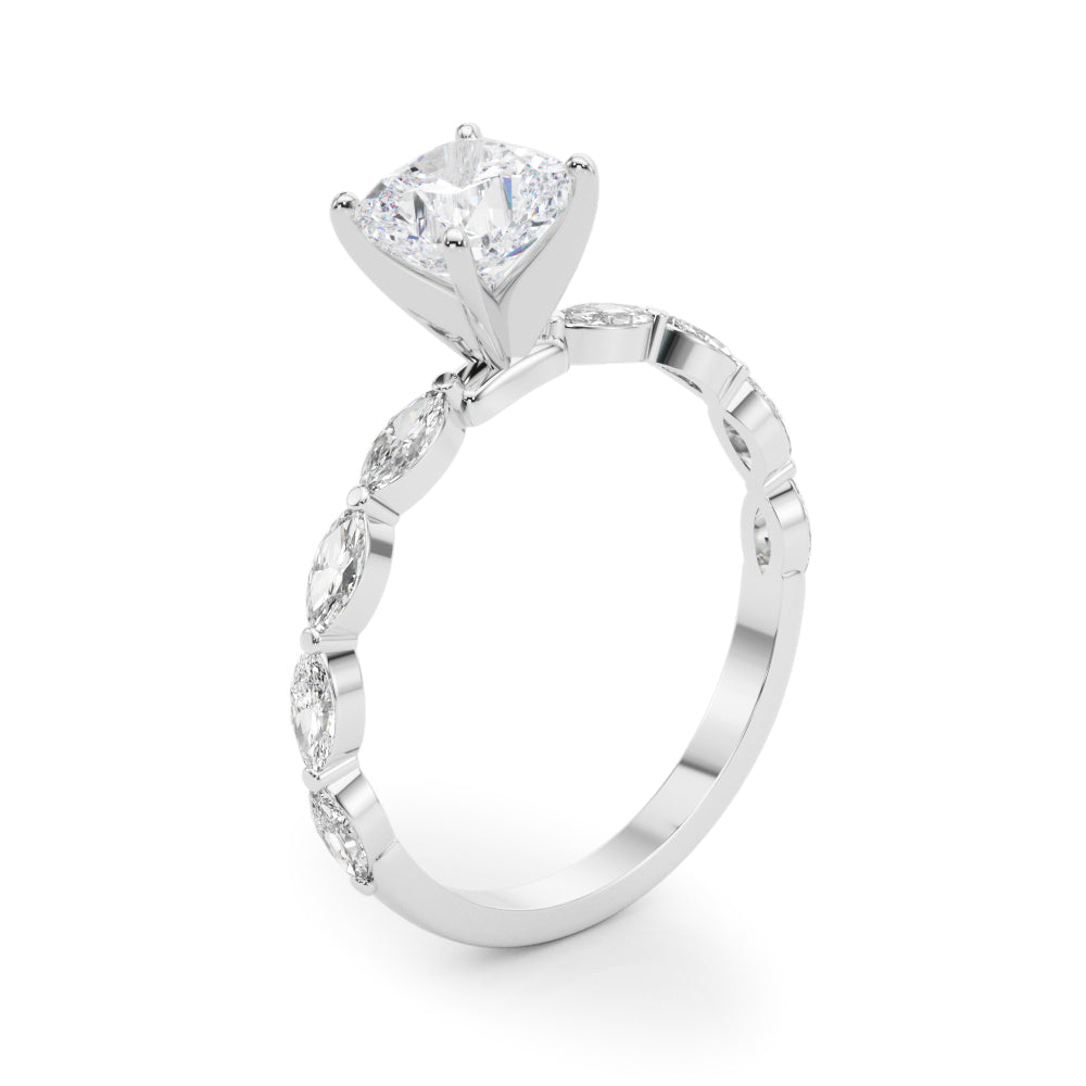 LUX-85225 Marquise And Round Brilliant Cut Floating Diamond Engagment Ring Luxury Diamonds