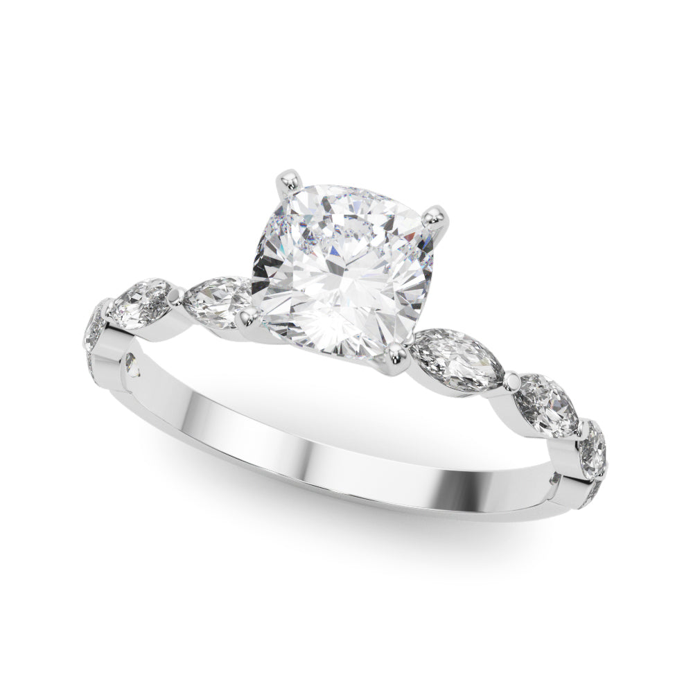 LUX-85225 Marquise And Round Brilliant Cut Floating Diamond Engagment Ring Luxury Diamonds