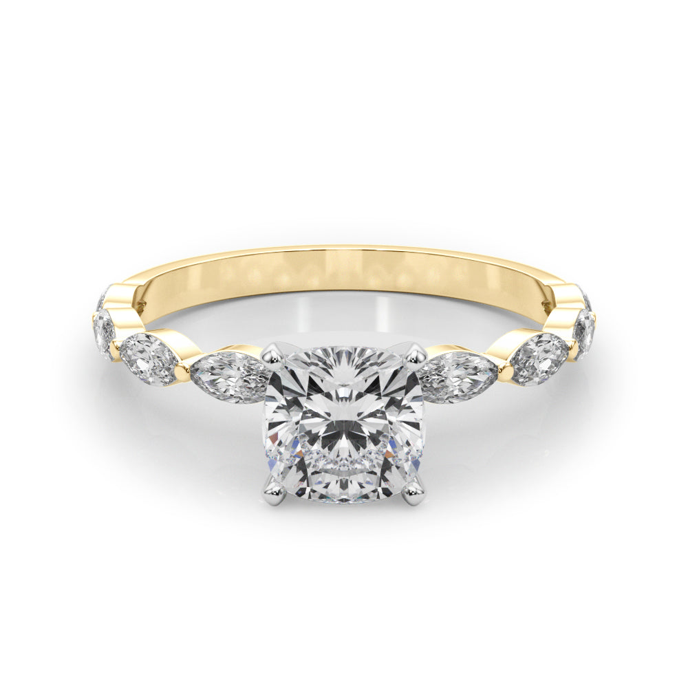 LUX-85225 Marquise And Round Brilliant Cut Floating Diamond Engagment Ring Luxury Diamonds