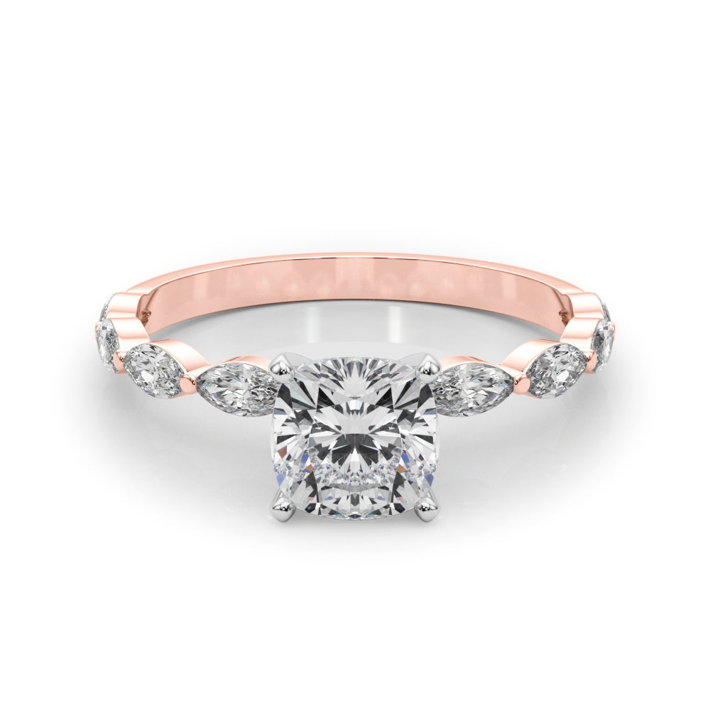 LUX-85225 Marquise And Round Brilliant Cut Floating Diamond Engagment Ring Luxury Diamonds