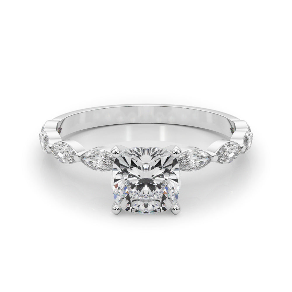 LUX-85225 Marquise And Round Brilliant Cut Floating Diamond Engagment Ring Luxury Diamonds