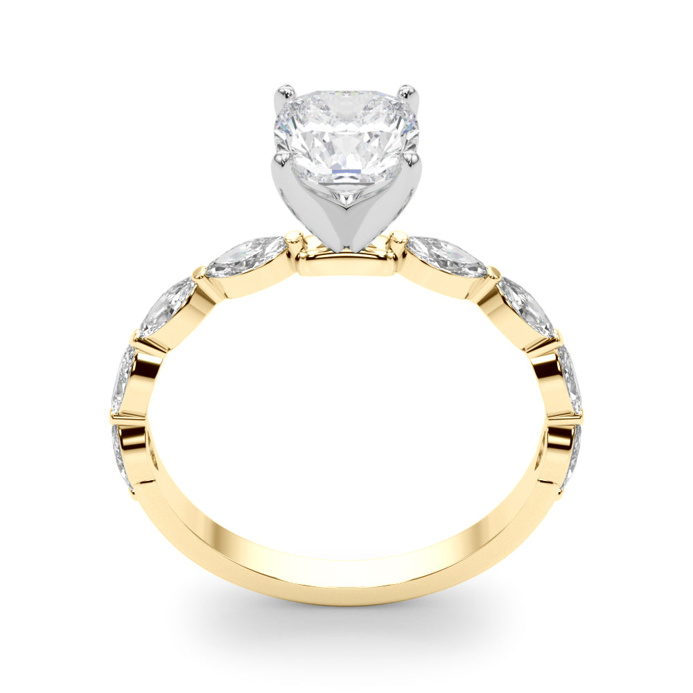 LUX-85225 Marquise And Round Brilliant Cut Floating Diamond Engagment Ring Luxury Diamonds