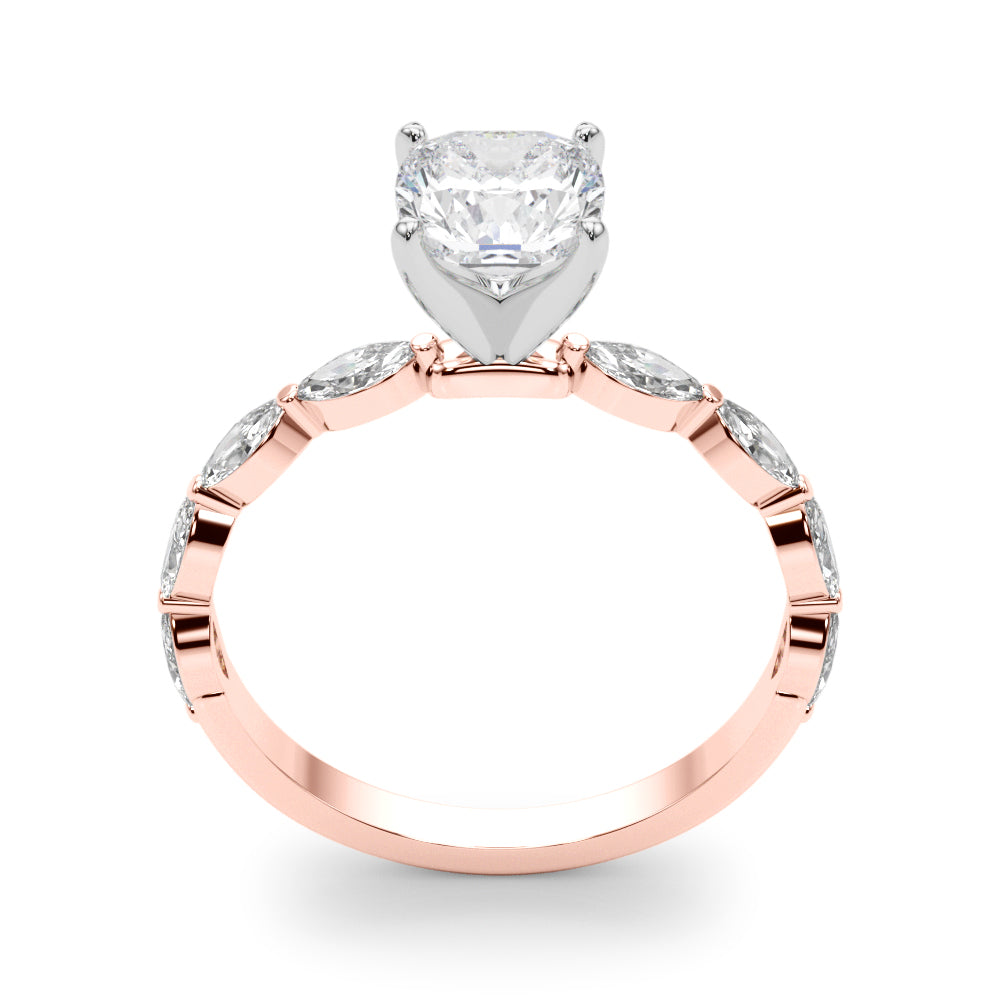 LUX-85225 Marquise And Round Brilliant Cut Floating Diamond Engagment Ring Luxury Diamonds