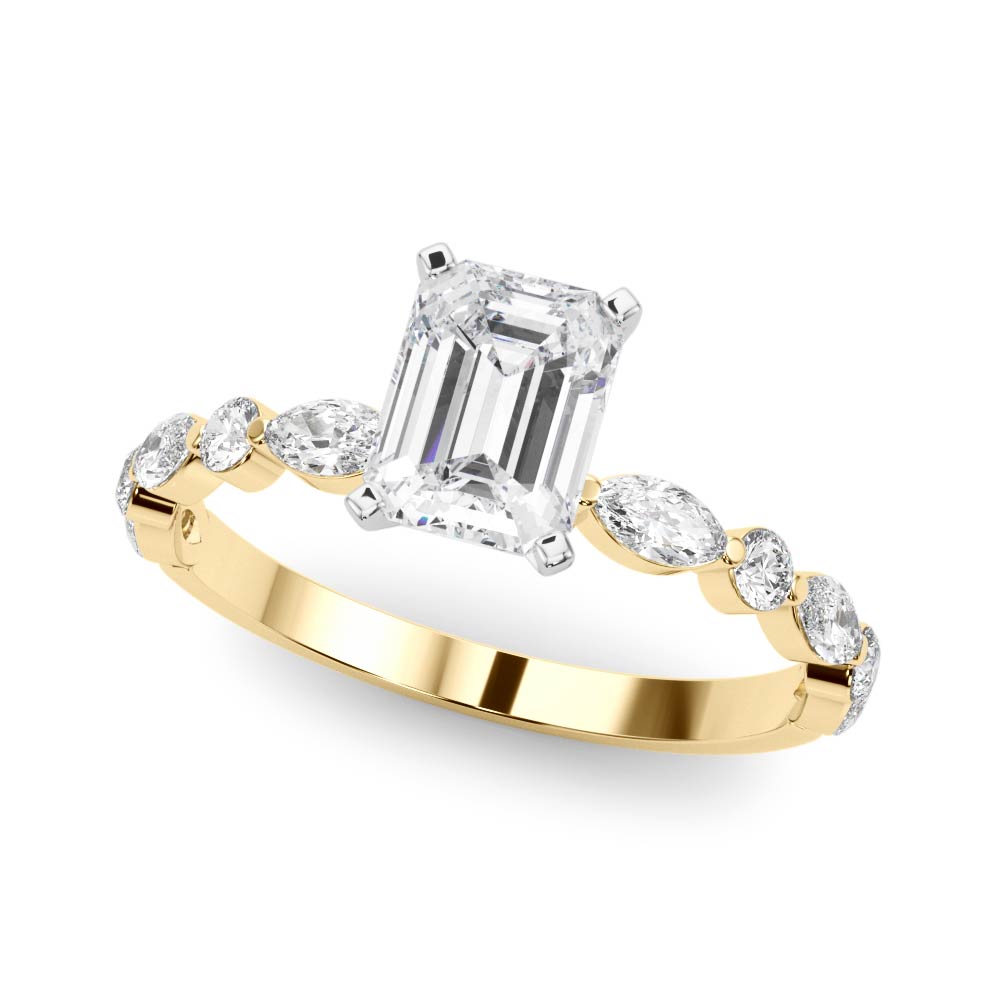 LUX-85225 Marquise And Round Brilliant Cut Floating Diamond Engagment Ring Luxury Diamonds