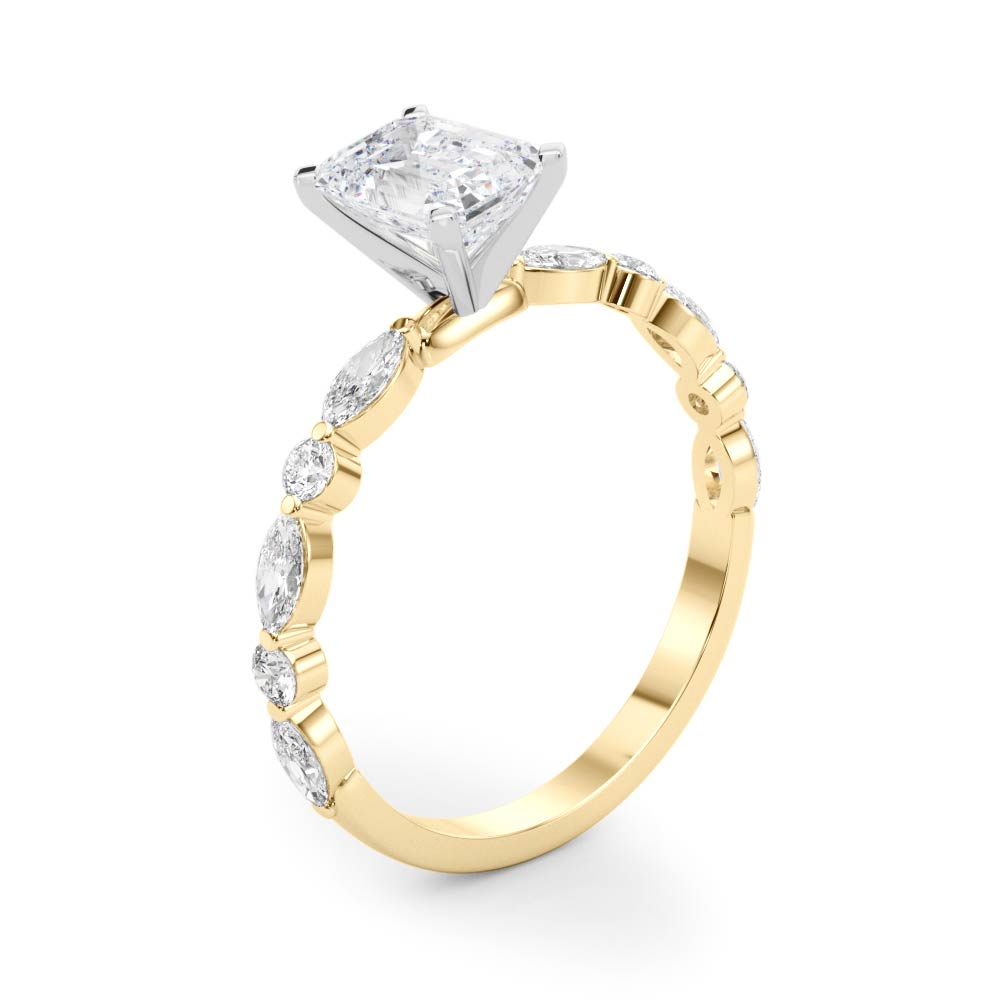 LUX-85225 Marquise And Round Brilliant Cut Floating Diamond Engagment Ring Luxury Diamonds