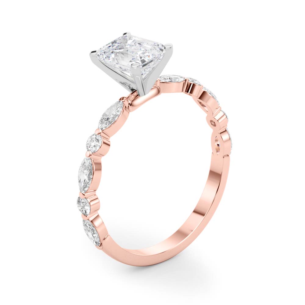 LUX-85225 Marquise And Round Brilliant Cut Floating Diamond Engagment Ring Luxury Diamonds