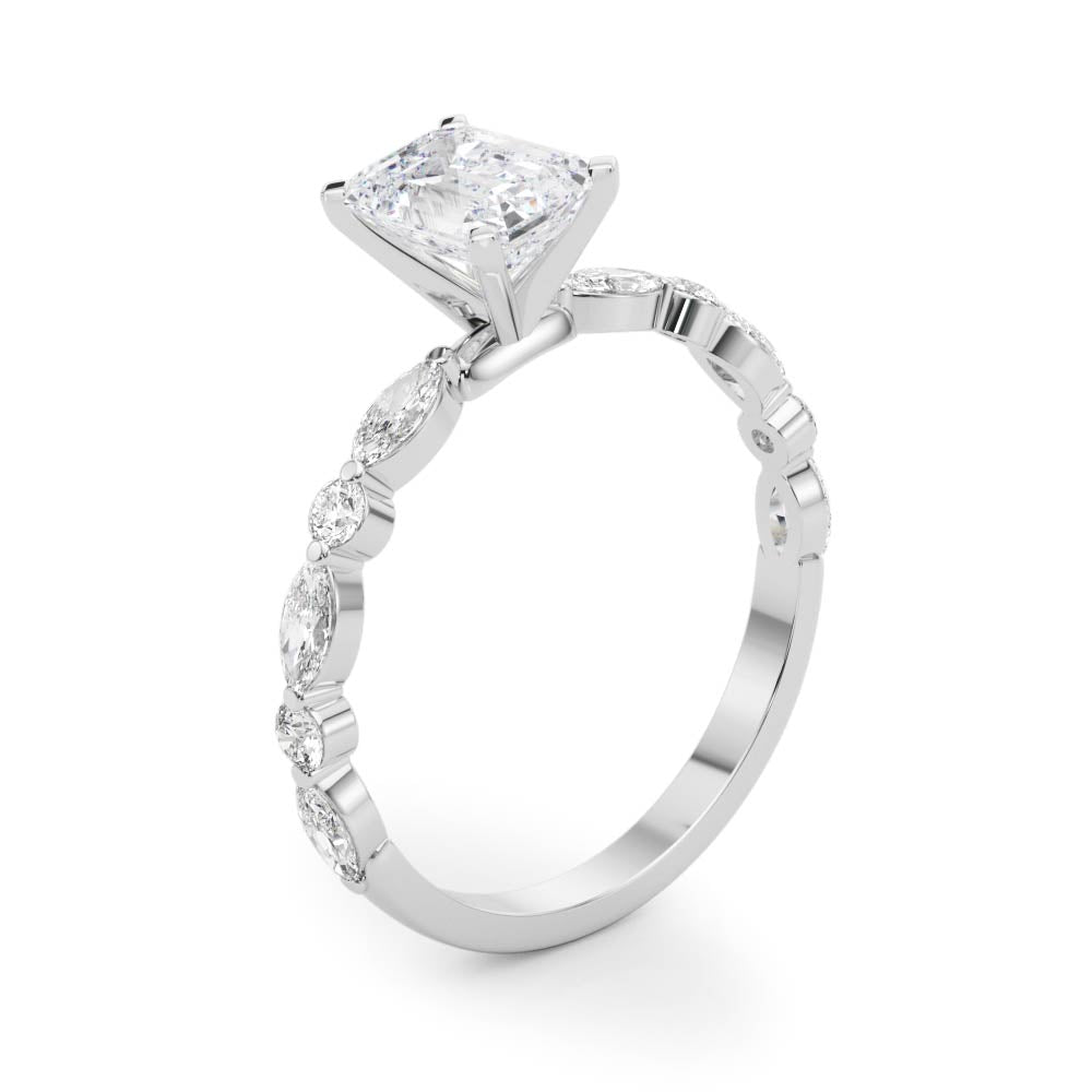 LUX-85225 Marquise And Round Brilliant Cut Floating Diamond Engagment Ring Luxury Diamonds