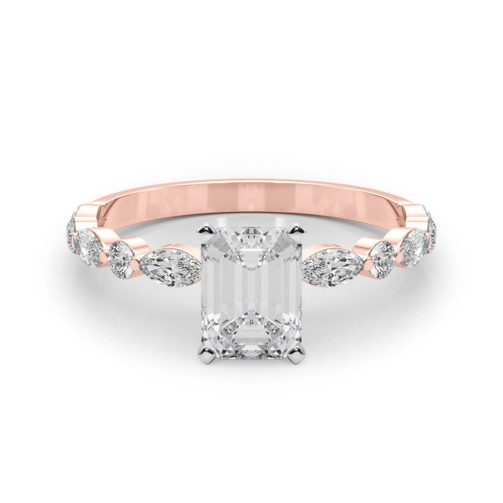 LUX-85225 Marquise And Round Brilliant Cut Floating Diamond Engagment Ring Luxury Diamonds
