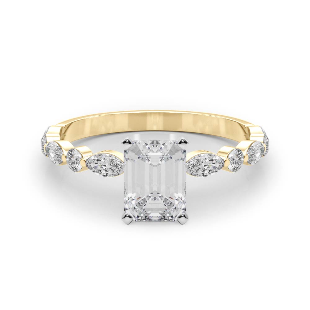 LUX-85225 Marquise And Round Brilliant Cut Floating Diamond Engagment Ring Luxury Diamonds