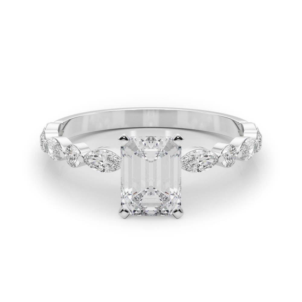 LUX-85225 Marquise And Round Brilliant Cut Floating Diamond Engagment Ring Luxury Diamonds