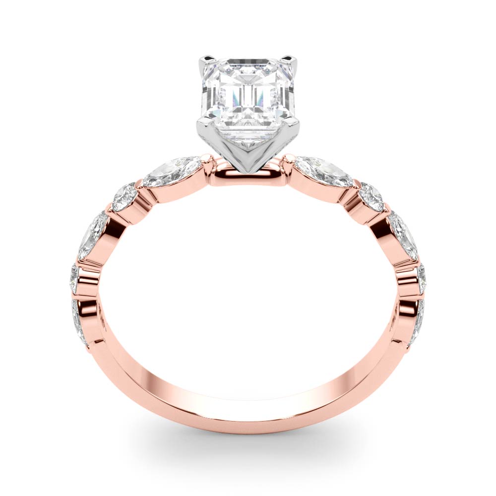 LUX-85225 Marquise And Round Brilliant Cut Floating Diamond Engagment Ring Luxury Diamonds