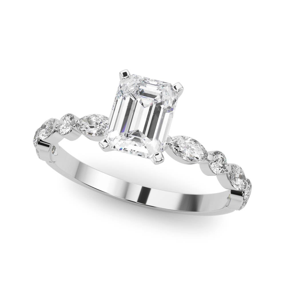 LUX-85225 Marquise And Round Brilliant Cut Floating Diamond Engagment Ring Luxury Diamonds