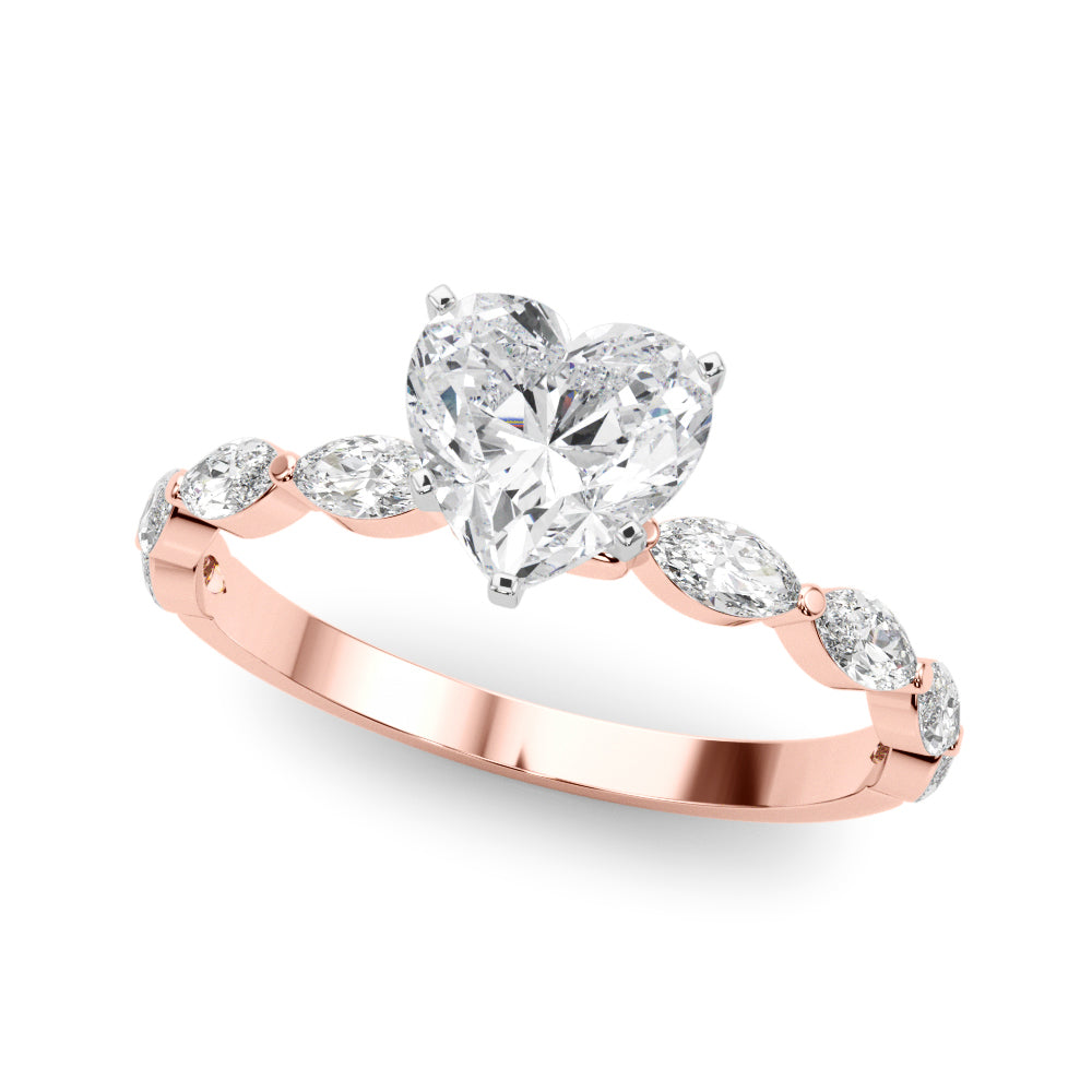 LUX-85225 Marquise And Round Brilliant Cut Floating Diamond Engagment Ring Luxury Diamonds