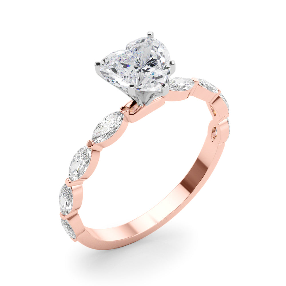 LUX-85225 Marquise And Round Brilliant Cut Floating Diamond Engagment Ring Luxury Diamonds