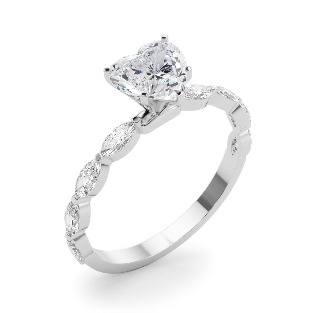LUX-85225 Marquise And Round Brilliant Cut Floating Diamond Engagment Ring Luxury Diamonds