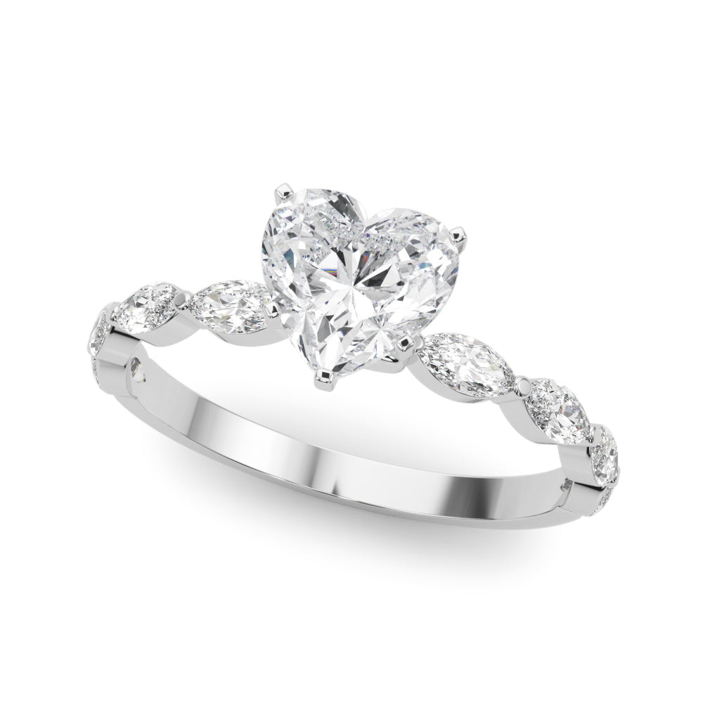 LUX-85225 Marquise And Round Brilliant Cut Floating Diamond Engagment Ring Luxury Diamonds