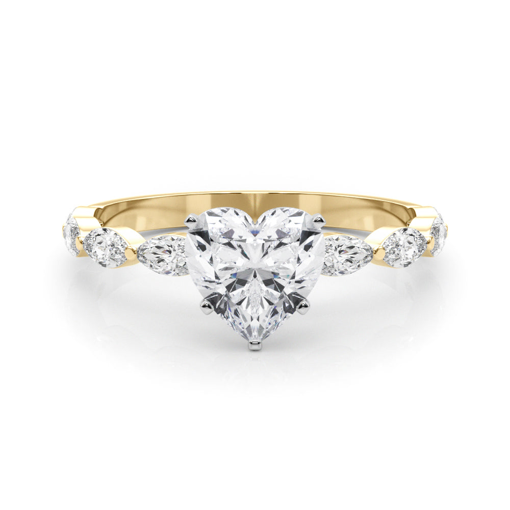 LUX-85225 Marquise And Round Brilliant Cut Floating Diamond Engagment Ring Luxury Diamonds