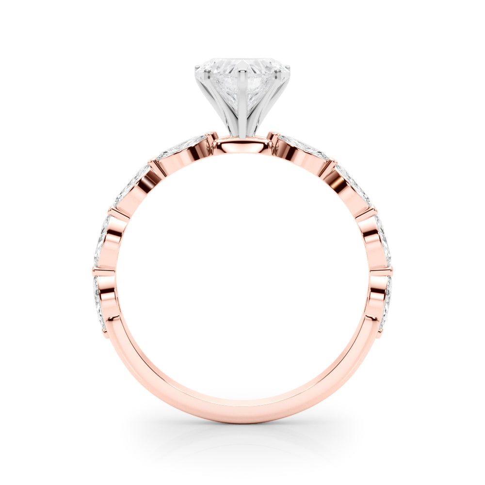 LUX-85225 Marquise And Round Brilliant Cut Floating Diamond Engagment Ring Luxury Diamonds