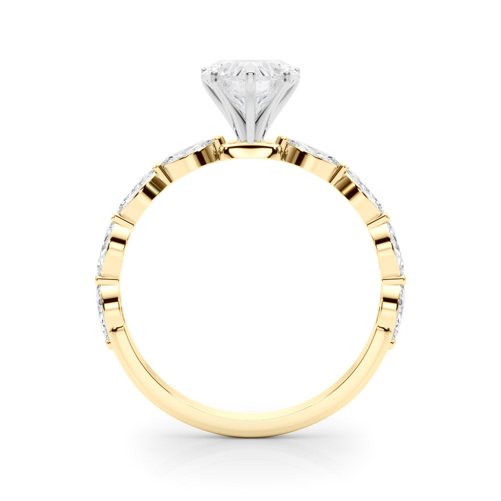 LUX-85225 Marquise And Round Brilliant Cut Floating Diamond Engagment Ring Luxury Diamonds