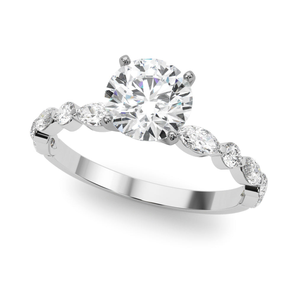 LUX-85225 Marquise And Round Brilliant Cut Floating Diamond Engagment Ring Luxury Diamonds