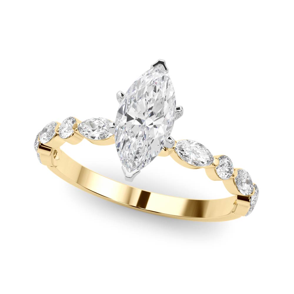 LUX-85225 Marquise And Round Brilliant Cut Floating Diamond Engagment Ring Luxury Diamonds