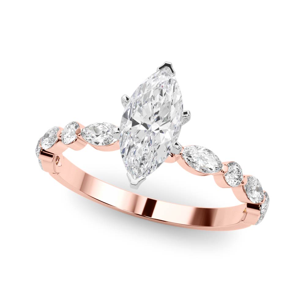 LUX-85225 Marquise And Round Brilliant Cut Floating Diamond Engagment Ring Luxury Diamonds