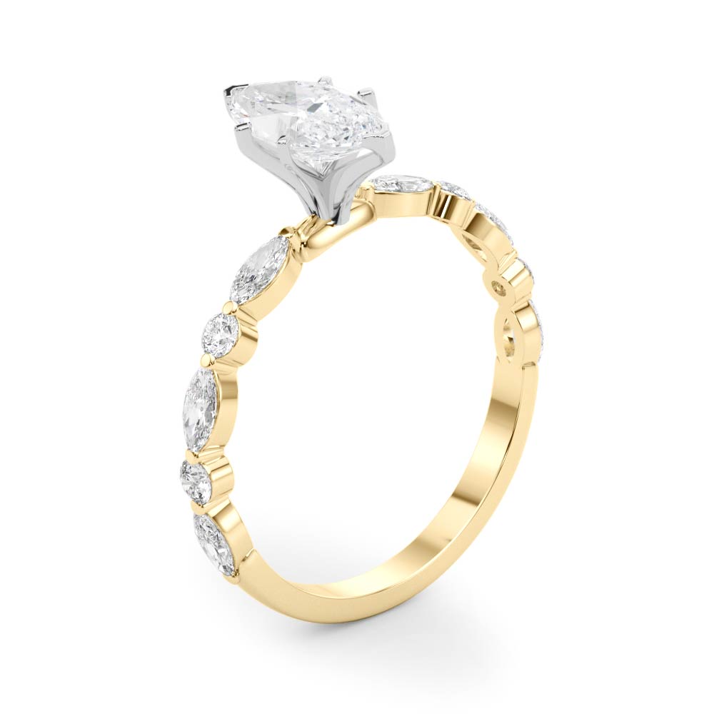 LUX-85225 Marquise And Round Brilliant Cut Floating Diamond Engagment Ring Luxury Diamonds