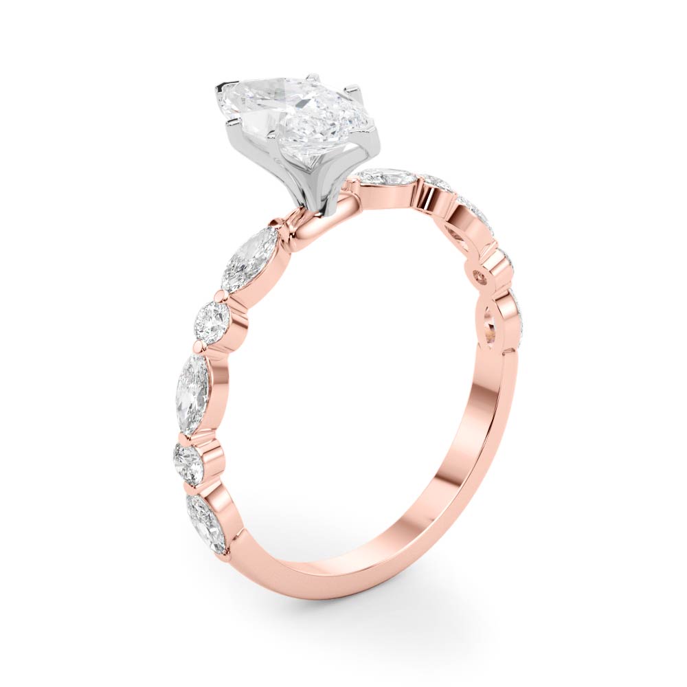 LUX-85225 Marquise And Round Brilliant Cut Floating Diamond Engagment Ring Luxury Diamonds