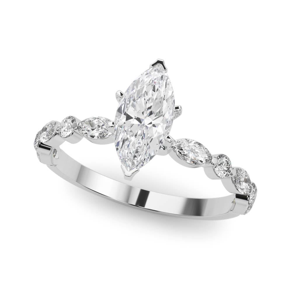 LUX-85225 Marquise And Round Brilliant Cut Floating Diamond Engagment Ring Luxury Diamonds