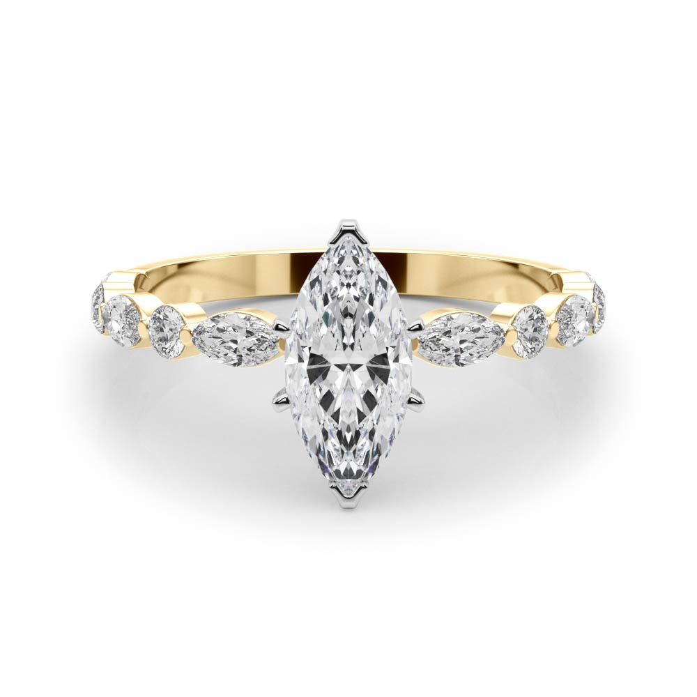 LUX-85225 Marquise And Round Brilliant Cut Floating Diamond Engagment Ring Luxury Diamonds
