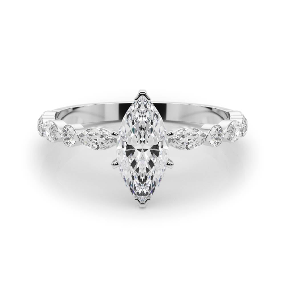 LUX-85225 Marquise And Round Brilliant Cut Floating Diamond Engagment Ring Luxury Diamonds