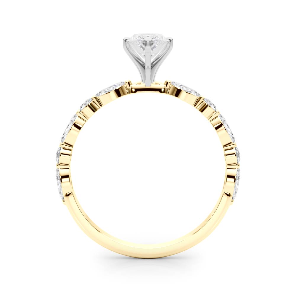 LUX-85225 Marquise And Round Brilliant Cut Floating Diamond Engagment Ring Luxury Diamonds