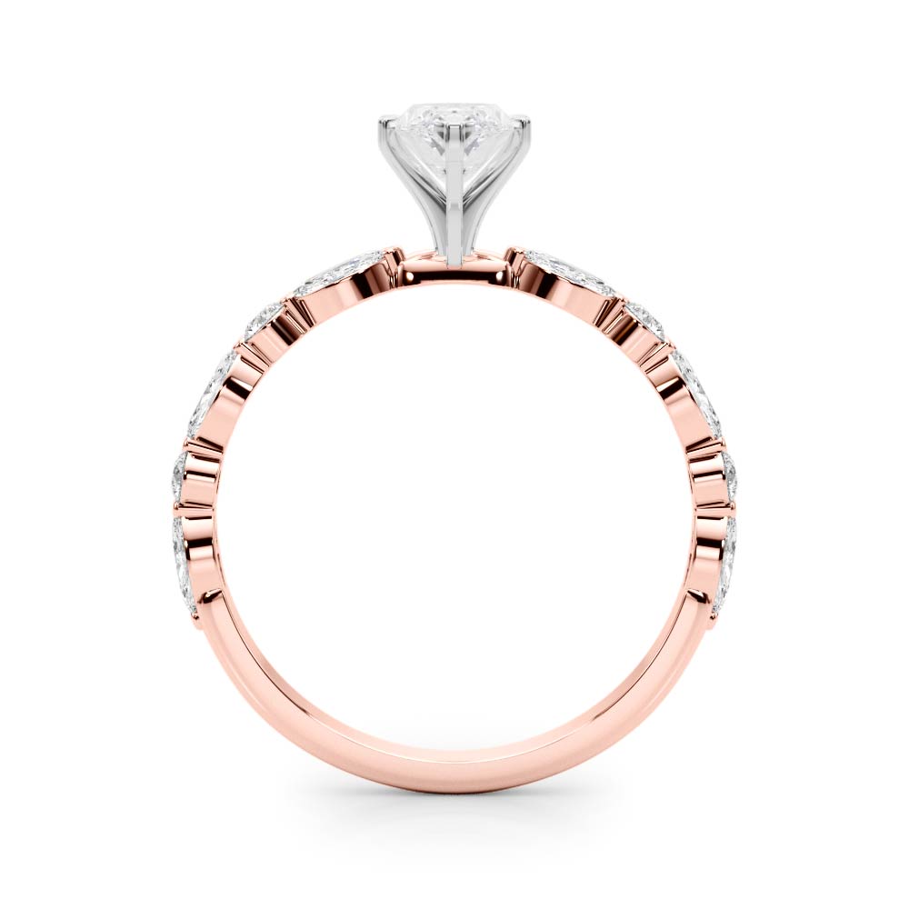 LUX-85225 Marquise And Round Brilliant Cut Floating Diamond Engagment Ring Luxury Diamonds