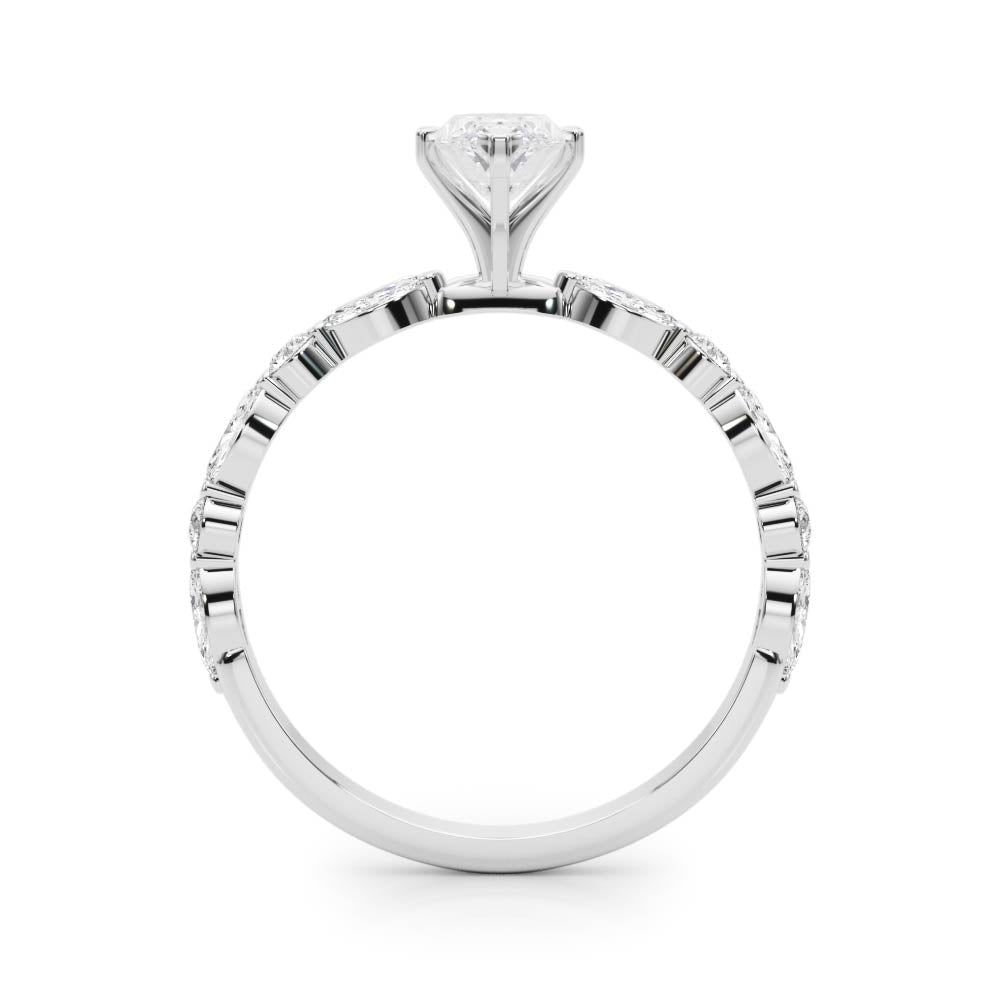 LUX-85225 Marquise And Round Brilliant Cut Floating Diamond Engagment Ring Luxury Diamonds