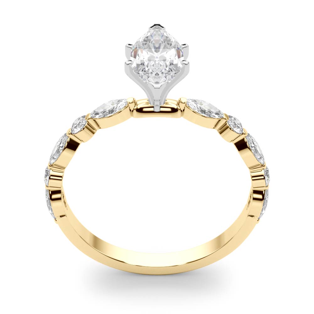 LUX-85225 Marquise And Round Brilliant Cut Floating Diamond Engagment Ring Luxury Diamonds