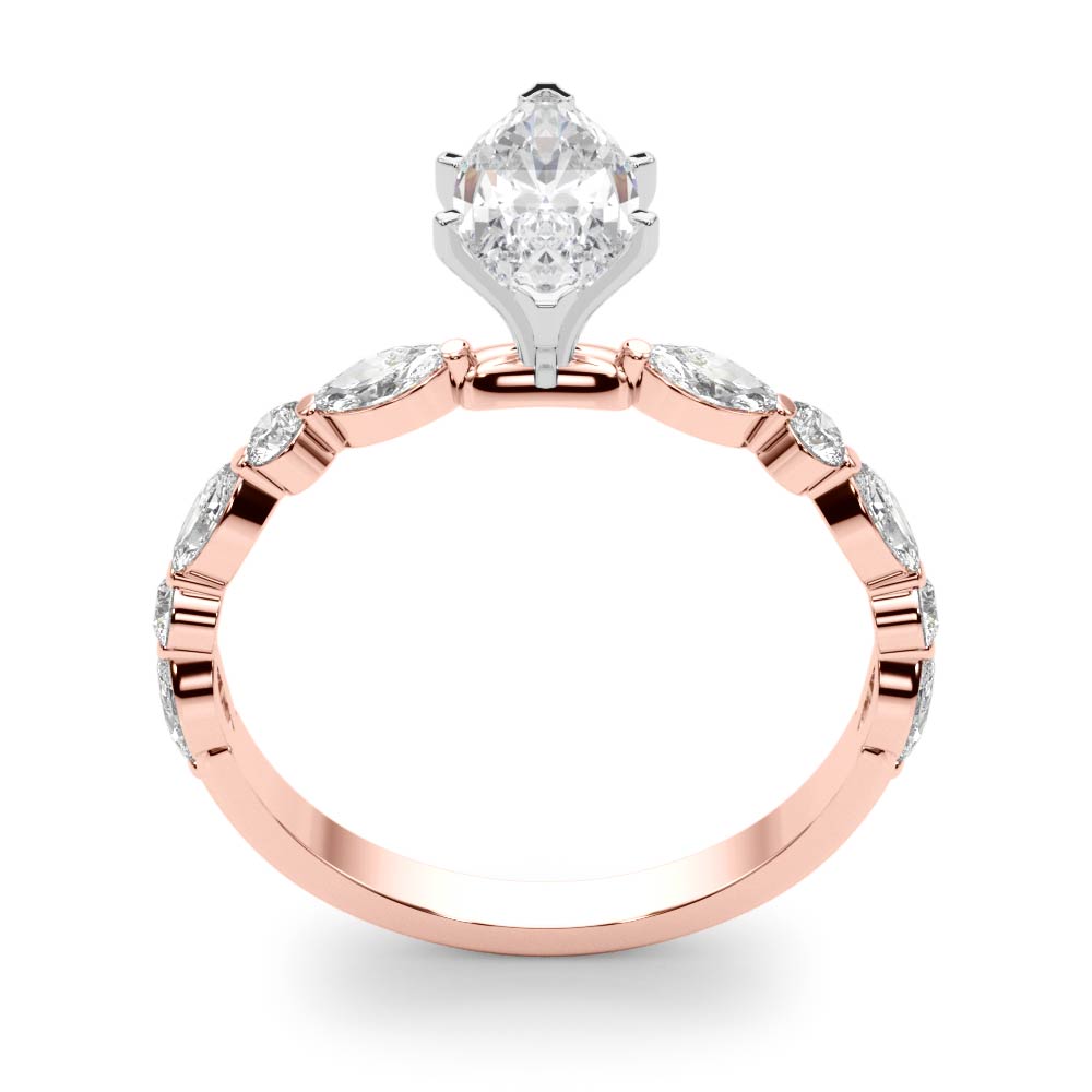 LUX-85225 Marquise And Round Brilliant Cut Floating Diamond Engagment Ring Luxury Diamonds