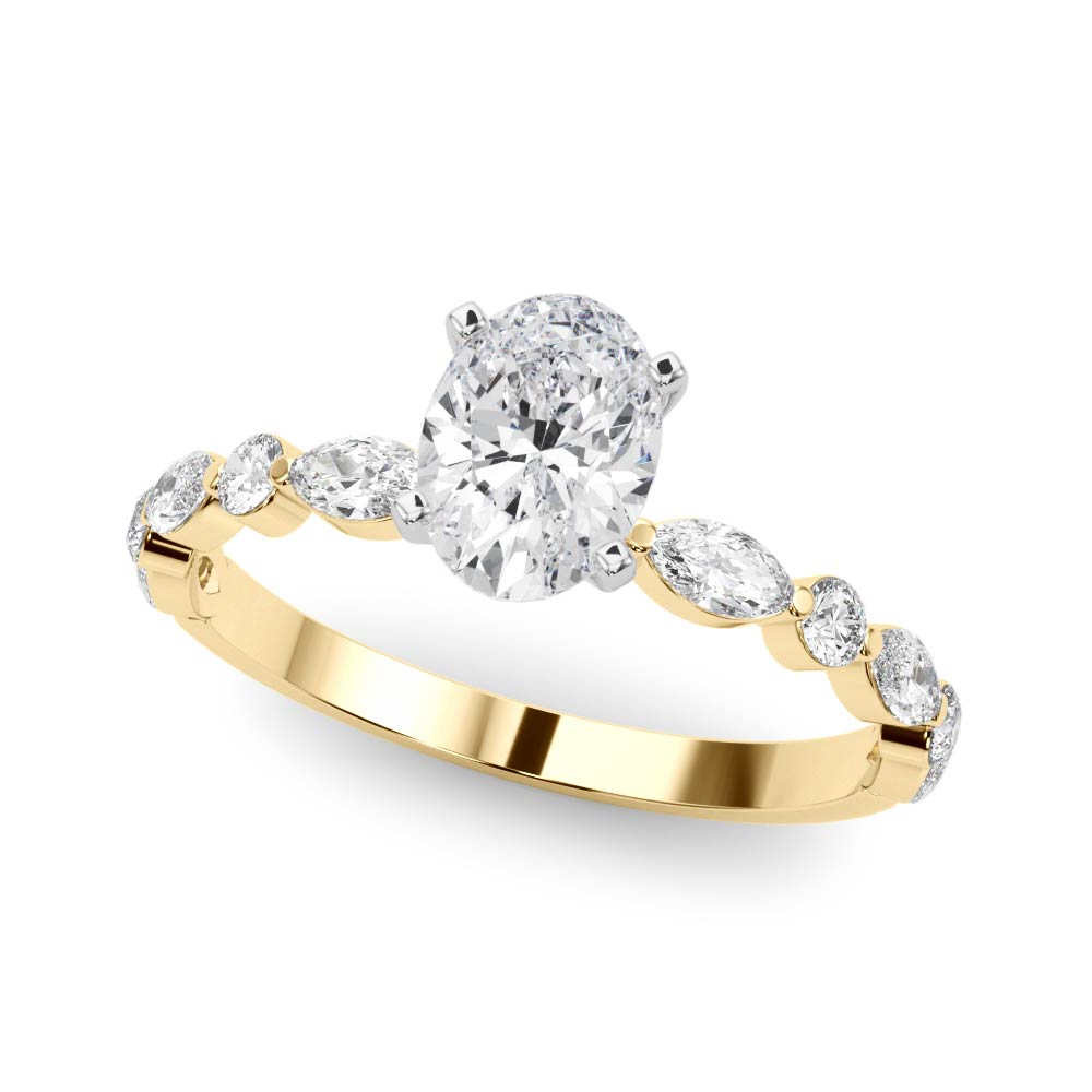 LUX-85225 Marquise And Round Brilliant Cut Floating Diamond Engagment Ring Luxury Diamonds