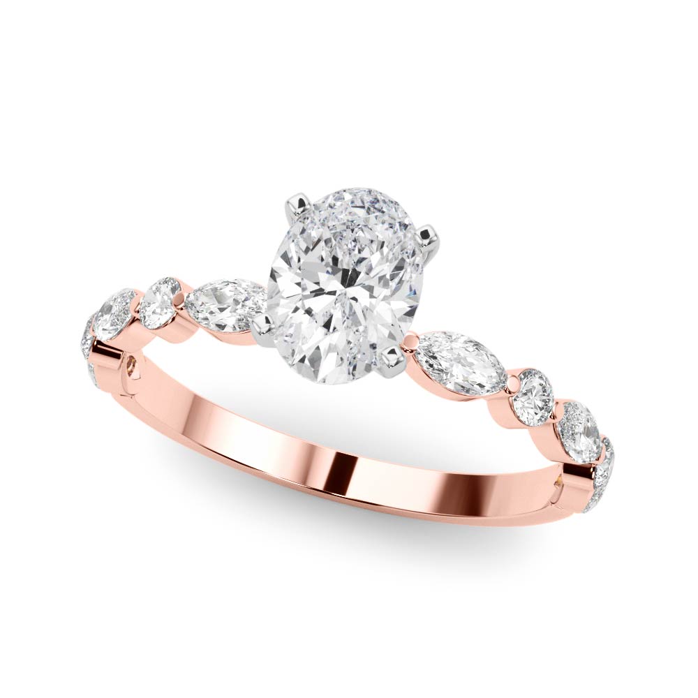 LUX-85225 Marquise And Round Brilliant Cut Floating Diamond Engagment Ring Luxury Diamonds