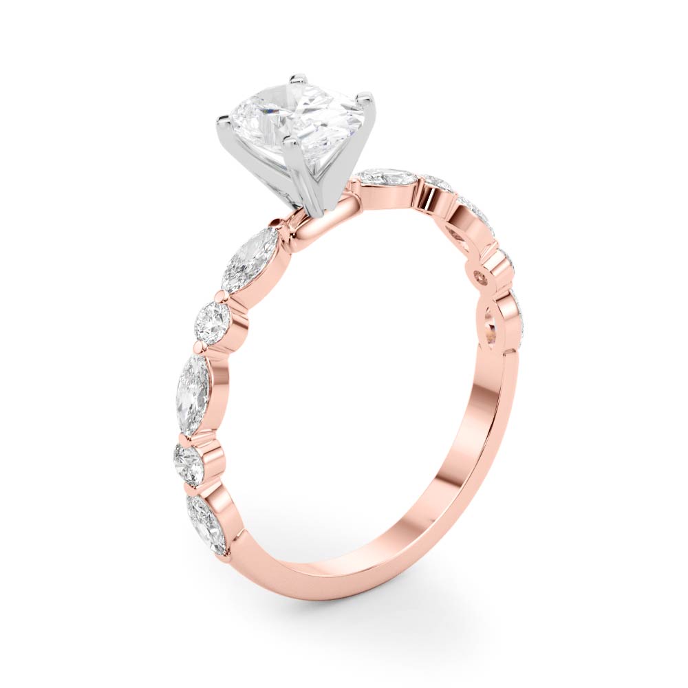 LUX-85225 Marquise And Round Brilliant Cut Floating Diamond Engagment Ring Luxury Diamonds
