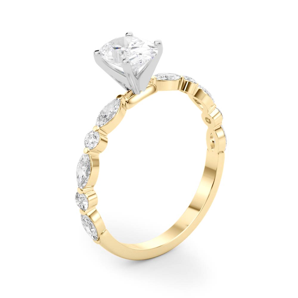 LUX-85225 Marquise And Round Brilliant Cut Floating Diamond Engagment Ring Luxury Diamonds