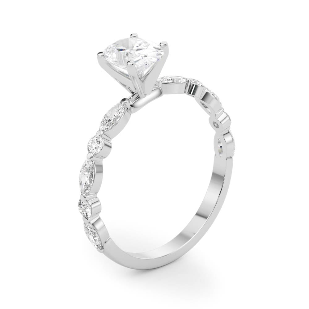 LUX-85225 Marquise And Round Brilliant Cut Floating Diamond Engagment Ring Luxury Diamonds