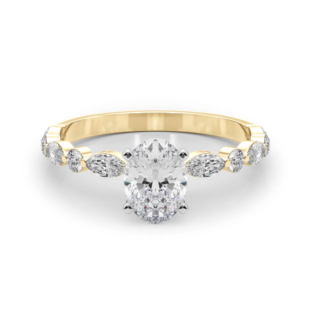 LUX-85225 Marquise And Round Brilliant Cut Floating Diamond Engagment Ring Luxury Diamonds