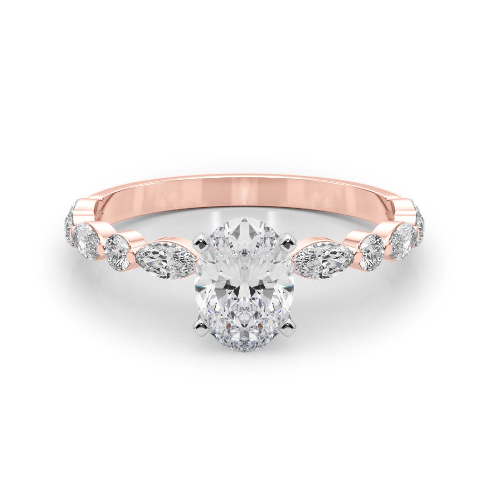 LUX-85225 Marquise And Round Brilliant Cut Floating Diamond Engagment Ring Luxury Diamonds