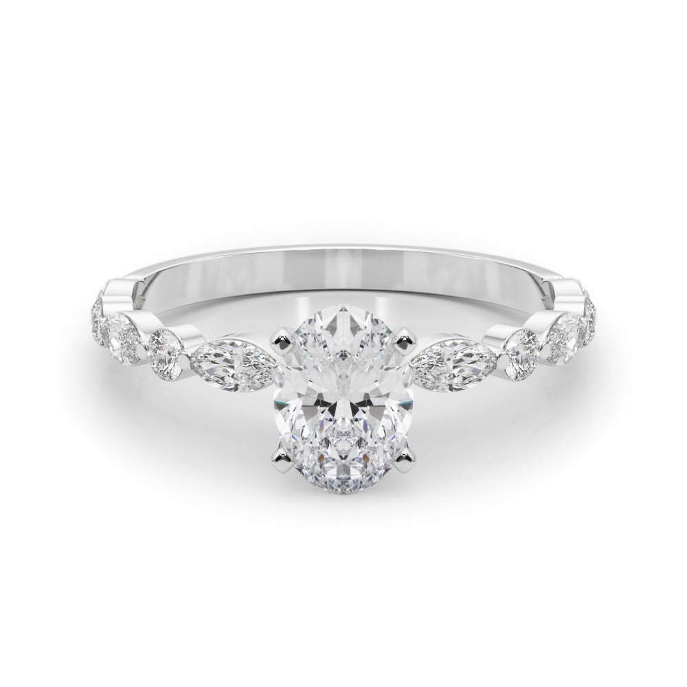 LUX-85225 Marquise And Round Brilliant Cut Floating Diamond Engagment Ring Luxury Diamonds