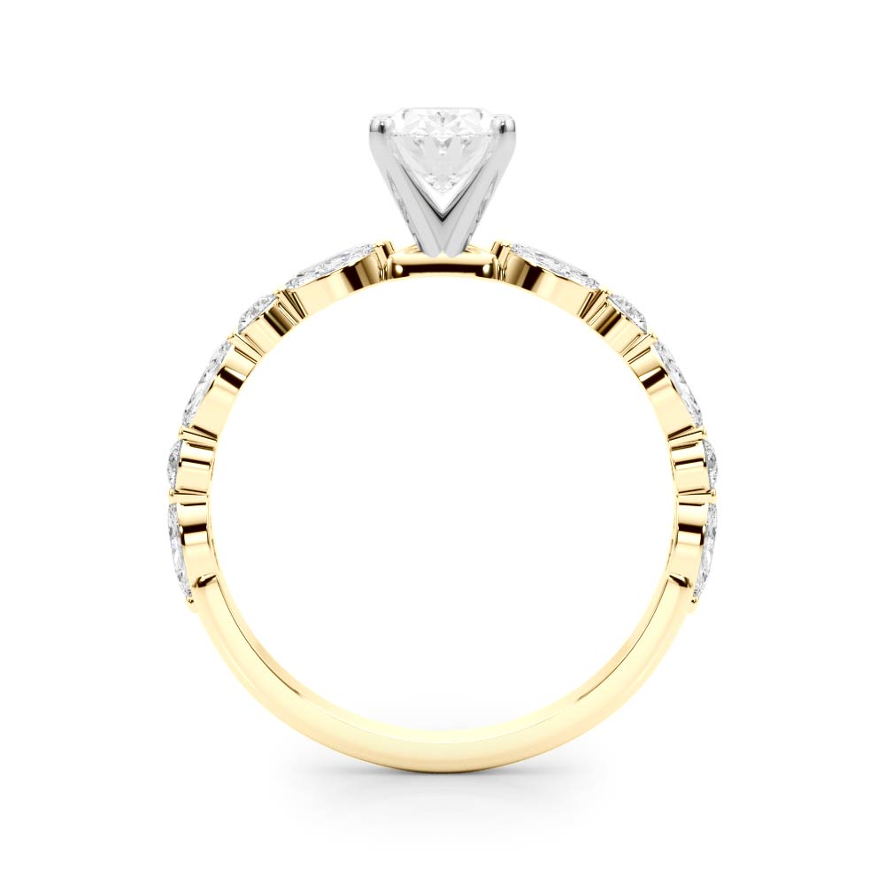 LUX-85225 Marquise And Round Brilliant Cut Floating Diamond Engagment Ring Luxury Diamonds