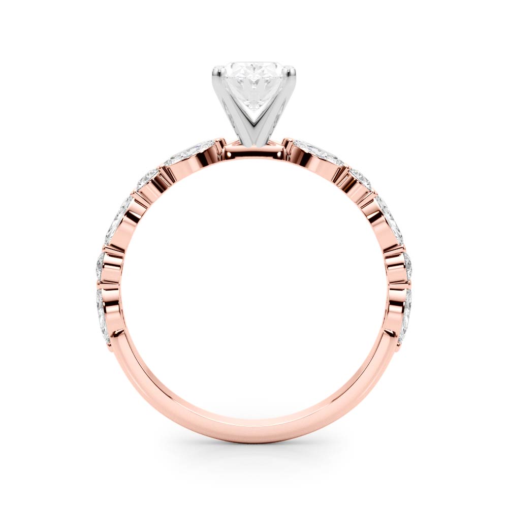LUX-85225 Marquise And Round Brilliant Cut Floating Diamond Engagment Ring Luxury Diamonds